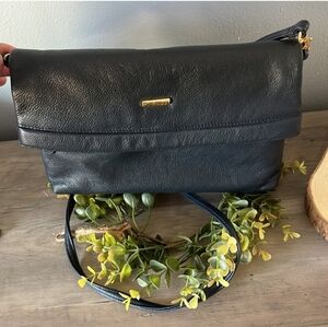 Via Piaggi Vintage Black Leather Shoulder Bag
